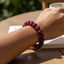 Natural Ruby Bracelet | Smooth 11–15mm Rondelle Beads 19 Pcs 288 Carats | Rich Crimson Red VVS Clarity | Free Size Unisex Gemstone Jewelry