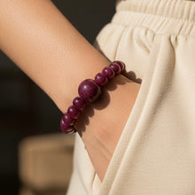 Natural Ruby Gemstone Bracelet | Smooth 8-15mm Rondelle Beads 27 Pcs 166 Carats | Deep Burgundy Red VVS Clarity | Stretchable Unisex Jewelry