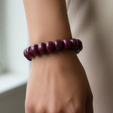 Natural Deep-Red Ruby Bracelet | Smooth 14–15mm Rondelle Beads | 17 Pcs 427 Carats | Burgundy VVS Clarity | July Gemstone Jewelry