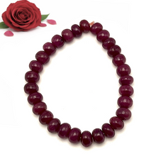 Natural Ruby Stretch Bracelet | Smooth 7-8mm Rondelle Beads 29 Pcs 110 Carats | Burgundy Red VVS Clarity | July Birthstone Gemstone Jewelry