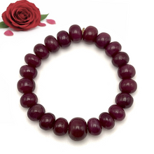 Natural Ruby Gemstone Bracelet | Smooth 10-13mm Rondelle Beads 22 Pcs 190 Carats | Crimson Red VVS Clarity | July Birthstone Jewelry