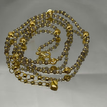 Exclusive 925 Sterling Silver Station Necklace with Natural Smoky Quartz 4mm Faceted Rondelle Beaded Gemstone Gold Charms Grounding Energy