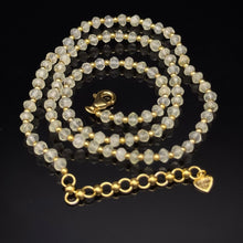 Natural Prehnite 4mm Faceted Rondelle Necklace with 925 Sterling Silver Station Beaded Gemstone Healing Energy