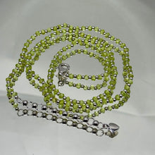 Natural Peridot 3mm with 925 Sterling Silver Station Necklace Faceted Rondelle Beaded Gemstone Silver Balls Jewelry for Energy Renewal