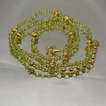 August Birthstone Natural Peridot 4mm with 925 Sterling Silver Station Necklace Faceted Rondelle Beaded Gemstone Gold Charms