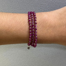 Rondelle Shape Natural Ruby 4mm with 925 Sterling Silver Station Necklace Faceted Beaded Gemstone Classic Power