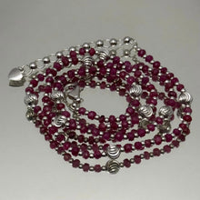 Timeless 925 Sterling Silver Station Necklace with Natural Ruby 4mm Faceted Rondelle Beaded Gemstone Silver Charms July Birthstone