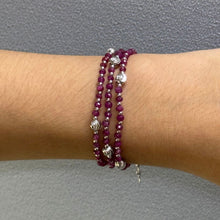 Timeless 925 Sterling Silver Station Necklace with Natural Ruby 4mm Faceted Rondelle Beaded Gemstone Silver Charms July Birthstone