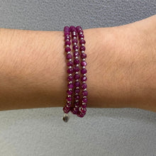 Classic Natural Ruby 4.5mm with 925 Sterling Silver Station Necklace Faceted Rondelle Beaded Gemstone Vitality Gem