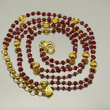 Elegance 925 Sterling Silver Station Necklace with Natural Ruby 3mm Faceted Rondelle Beaded Gemstone Gold Charms Fire Energy