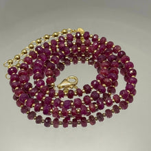Natural Ruby 4.5mm with 925 Sterling Silver Station Necklace Faceted Rondelle Beaded Gemstone Energy Stone