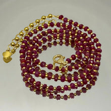 Sophisticated 925 Sterling Silver Station Necklace with Natural Ruby 3.5mm Faceted Rondelle Beaded Gemstone July Birthstone