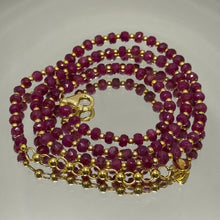 Authentic 925 Sterling Silver Station Necklace with Natural Ruby 4mm Faceted Rondelle Beaded Gemstone Love Energy