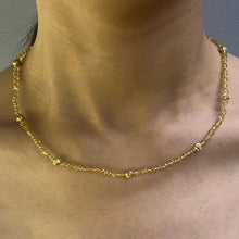 November Birthstone Natural Light Citrine 3mm with 925 Sterling Silver Station Necklace Faceted Rondelle Beaded Gemstone Gold Charms