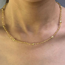 Adjustable 925 Sterling Silver Station Necklace with Natural Citrine 4mm Faceted Rondelle Beaded Gemstone Gold Charms Abundance Stone