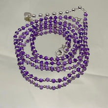 Symbolizing Royalty African Natural Amethyst 3mm with 925 Sterling Silver Station Necklace Faceted Rondelle Beaded Gemstone Silver Balls Charms