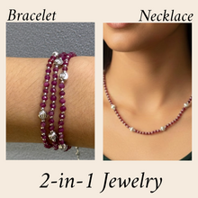 Precious Natural Ruby 3mm with 925 Sterling Silver Station Necklace Faceted Rondelle Beaded Gemstone Silver Charms Passion Stone