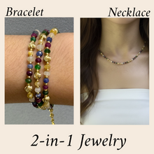 Sterling Silver 925 Station Necklace with Natural Mix Precious 4mm Faceted Rondelle Beaded Gemstone Balance Energy