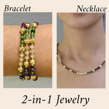 Heritage 925 Sterling Silver Station Necklace with Natural Sapphire Ruby Emerald 4mm Faceted Rondelle Beads Gemstone Harmony Stone