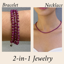 Rondelle Shape Natural Ruby 4mm with 925 Sterling Silver Station Necklace Faceted Beaded Gemstone Classic Power