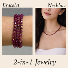 Natural Ruby 4.5mm with 925 Sterling Silver Station Necklace Faceted Rondelle Beaded Gemstone Energy Stone