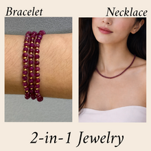 Genuine 925 Sterling Silver Station Necklace with Natural Ruby 3.5mm Faceted Rondelle Beaded Gemstone Strength Symbol