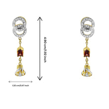 18K Yellow Gold Pendant Earring with Diamond & Tourmaline Natural Gems Drop Design Jewellery Set