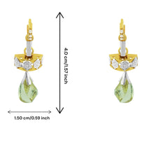 18K Yellow Gold Pendant Earring with Diamond Natural & Lemon Quartz Slider Drop Design Jewellery Set