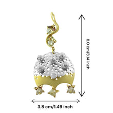 18K White & Yellow Dual Gold Pendant Earring with Diamond Natural & Semi Precious Gemstones Domed Chandelier Jewellery Set