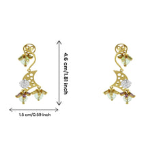 18K White & Yellow Dual Gold Pendant Earring with Diamond Natural & Semi Precious Gemstones Domed Chandelier Jewellery Set