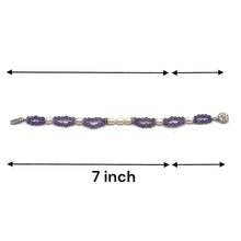 Amethyst Natural 3mm Ball with Pearl Button Gemstone Bracelet