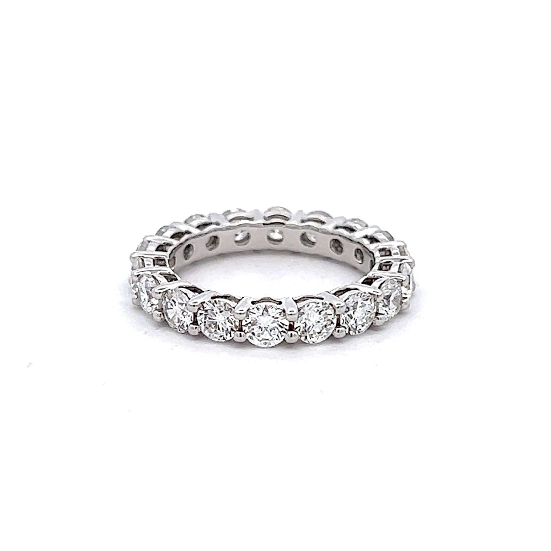 18K White Gold 3.50mm Diamond Natural Full Eternity Ring Band Jewelry