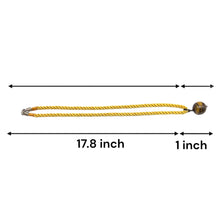 Natural Tiger's Eye Gemstone 18mm Ball With Handcrafted Yellow Twisted Cord Pendant Necklace Associated With Courage Clarity And Protection