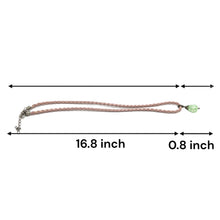 Light Green Pendant  Drop Shape 16mm With Light Pink Twisted Cord Glass Stone Necklace Evoking Calm Fresh Visual Appeal