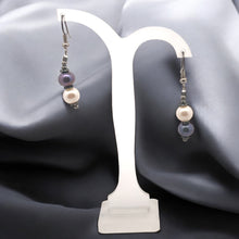 Multi Pearl 7.5mm Round Plain Dangle Gemstone Earrings