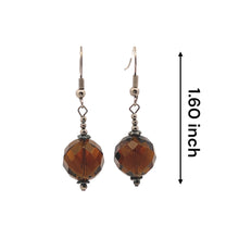 Mocha Brown Smoky Quartz 13.5mm Ball Facet Dangle Gemstone Earrings