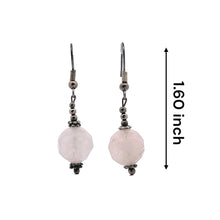 Pale Pink Rose Quartz 12mm Ball Facet Dangle Gemstone Earrings