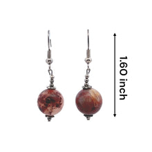 Brown Jasper 12mm Ball Plain Dangle Gemstone Earrings