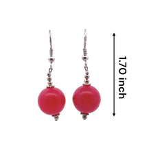 Jade Light Red 14mm Ball Plain Dangle Gemstone Earrings