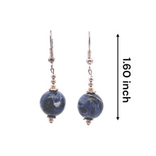 Blue Sodalite 12mm Ball Plain Dangle Gemstone Earrings