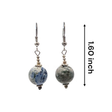 Blue White Sodalite 12mm Ball Plain Dangle Gemstone Earrings