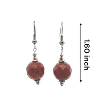 Orangey Brown Sandstone 12mm Ball Facet Dangle Gemstone Earrings