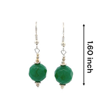 Green Jade 12mm Ball Facet Dangle Gemstone Earrings