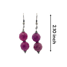 Purple Jade 12mm Ball Facet Dangle Gemstone Earrings