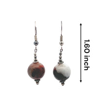 Brown Jasper 12mm Ball Plain Dangle Gemstone Earrings