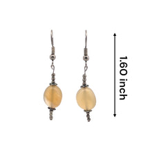 Yellow Chalcedony 12x7mm Tumble Plain Dangle Gemstone Earrings