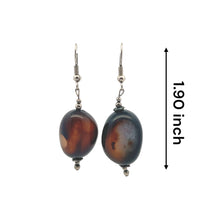 Black Chalcedony 22x16x13mm Tumble Plain Dangle Gemstone Earrings