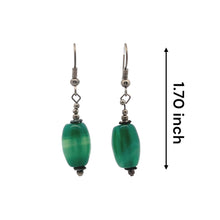 Green Jade 16x9mm Balloon Plain Dangle Gemstone Earrings