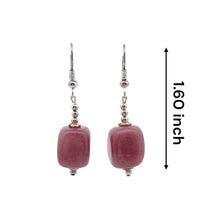 Pink Rhodonite 14x11x10mm Tumble Plain Dangle Gemstone Earrings