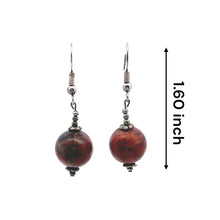 Brown Jasper 12mm Ball Plain Dangle Gemstone Earrings